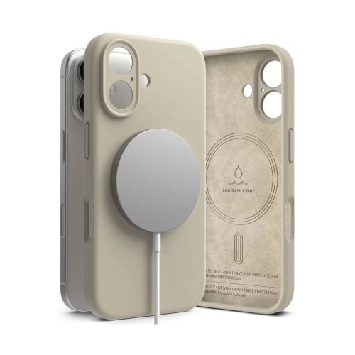 Ringke iPhone 16 dėklas Silicone magnetinis, akmens spalva