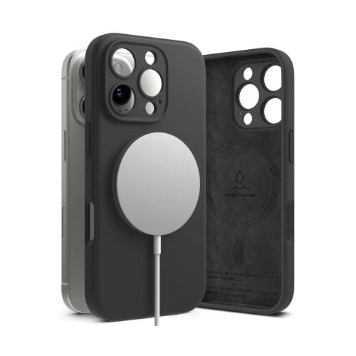 Ringke iPhone 16 Pro dėklas Silicone magnetinis, juoda spalva