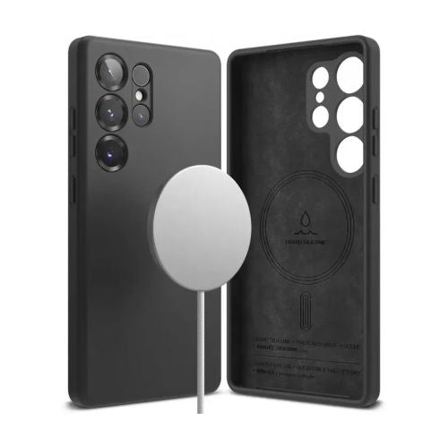 Ringke Galaxy S25 Ultra dėklas Silicone magnetinis, juoda spalva