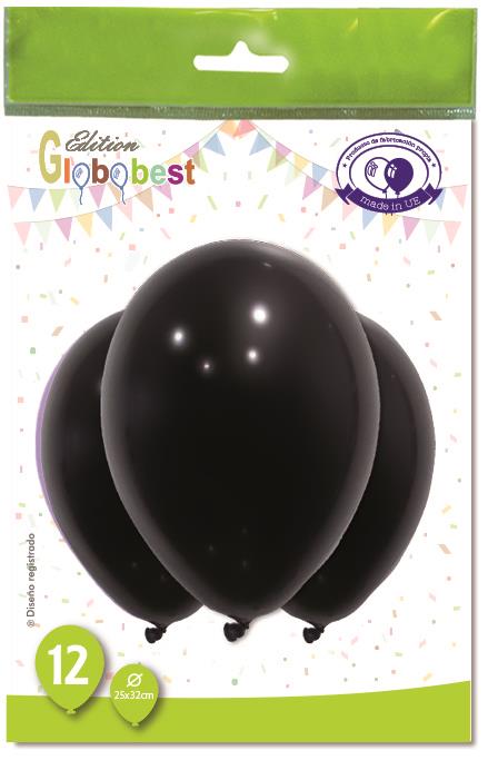 Balloons oval, black, D25 pcs 12 pcs.