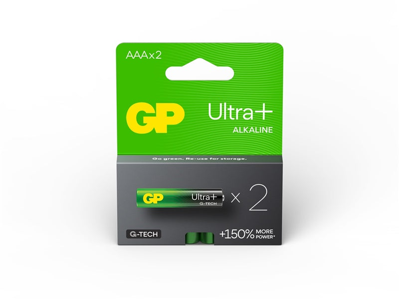 Элементы питания GP ULTRA+ ALKALINE AAA/LR03, 1,5В, 2 шт.