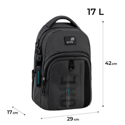 Plecak szkolny K26-2578M-3, szary, 29x17x42 cm