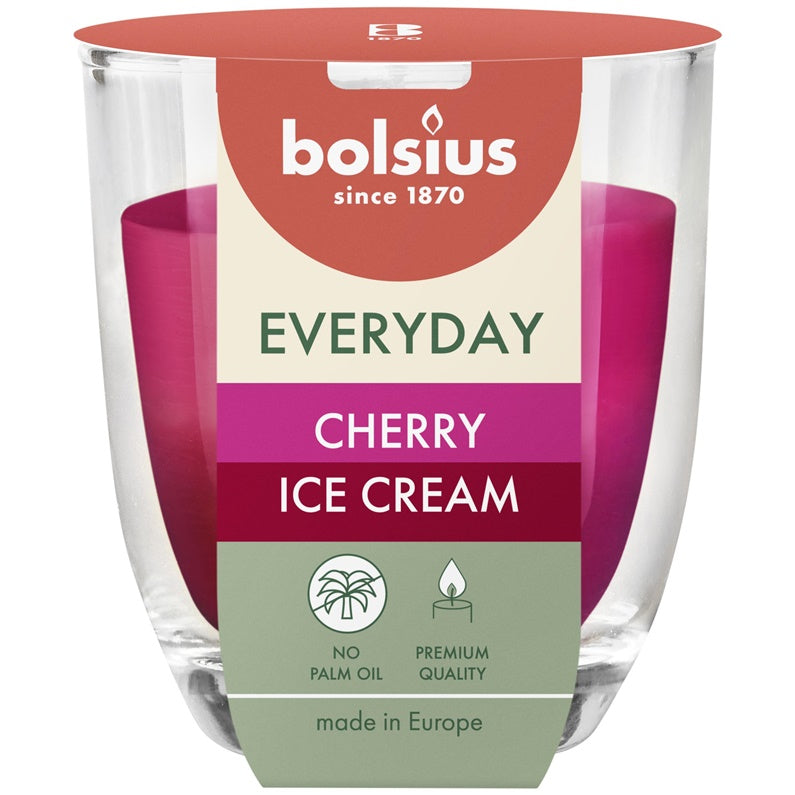 Świeca zapachowa Bolsius Cherry Ice Cream 21 h Czerwona/Różowa