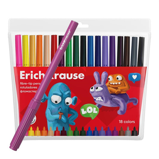 Erichkrause Jolly Friends Felt Tip Pens, single-sided, 18 pcs.