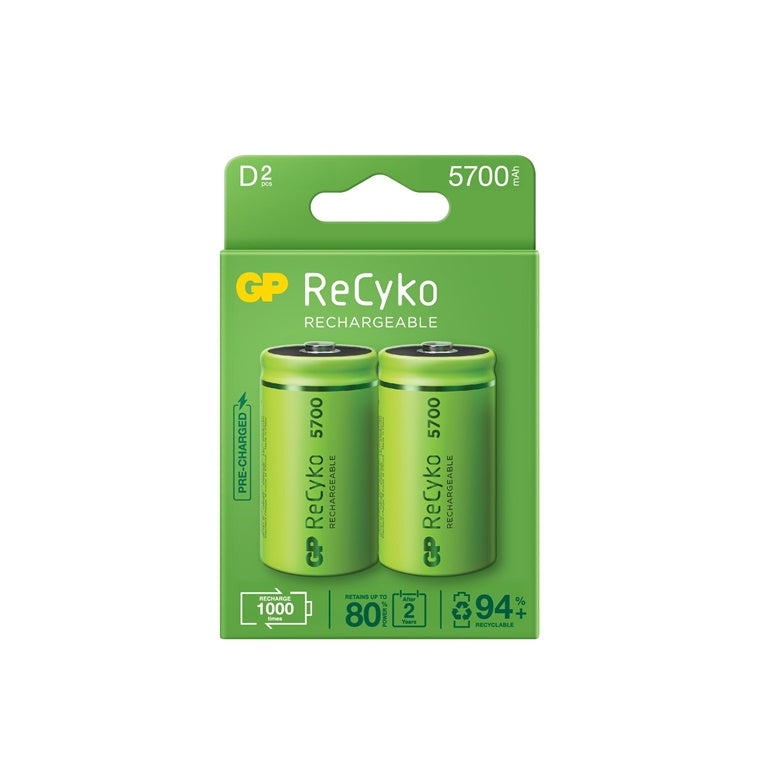 Rechargeable batteries GP RECYKO D, 5700 mAh, 2 pcs.