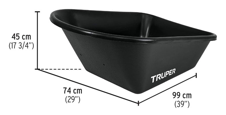 Vienaratis karutis Truper 11777, plienas, juoda, 120 l