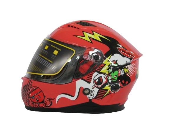 Kask motocyklowy YM-209, YS (49-50 cm), czerwony