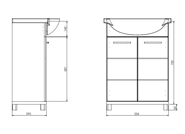 CABINET FLOOR BAR D60 WHITE/WOOD