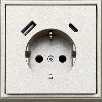 Kištukinis lizdas ir USB A+C kroviklis LIREGUS MODERN,šamp.
