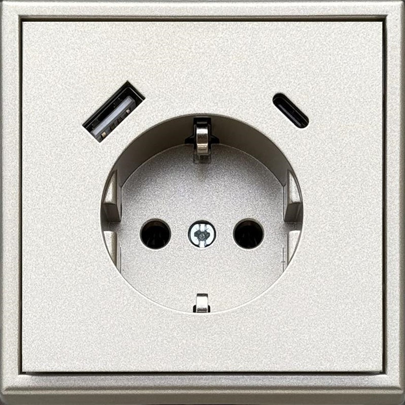 Gniazdo i ładowarka USB A+C LIREGUS MODERN, szampan