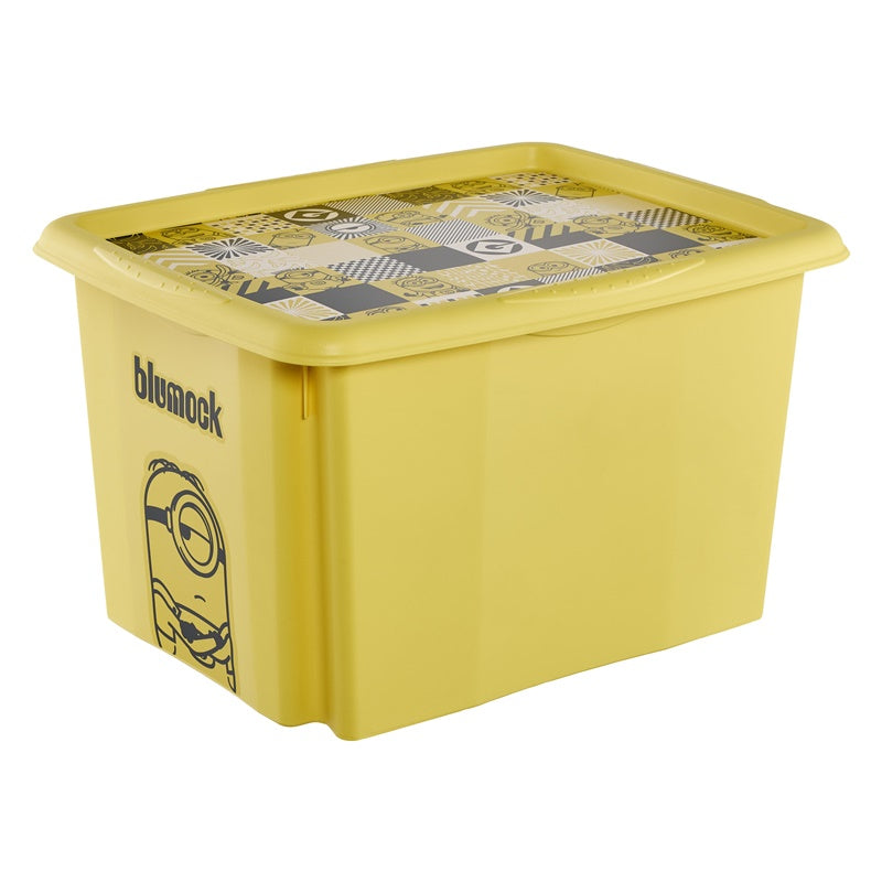 Storage box with lid, 30 l, yellow, 45 x 35 x 27 cm