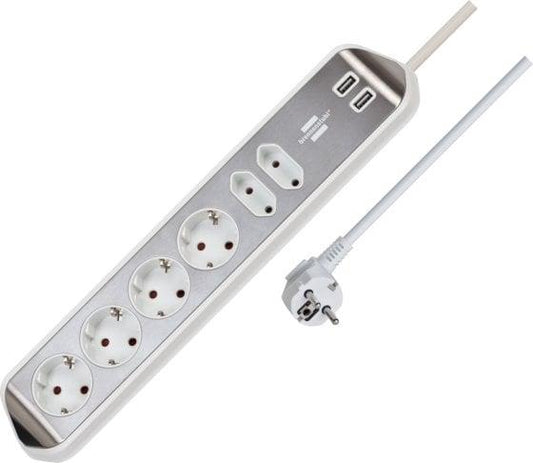 Power strip BRENNENSTUHL, 6-way, 2 USB, 2 m