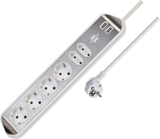 Przedłużacz domowy BRENNENSTUHL, 6 gniazd, 2 USB, 2 m