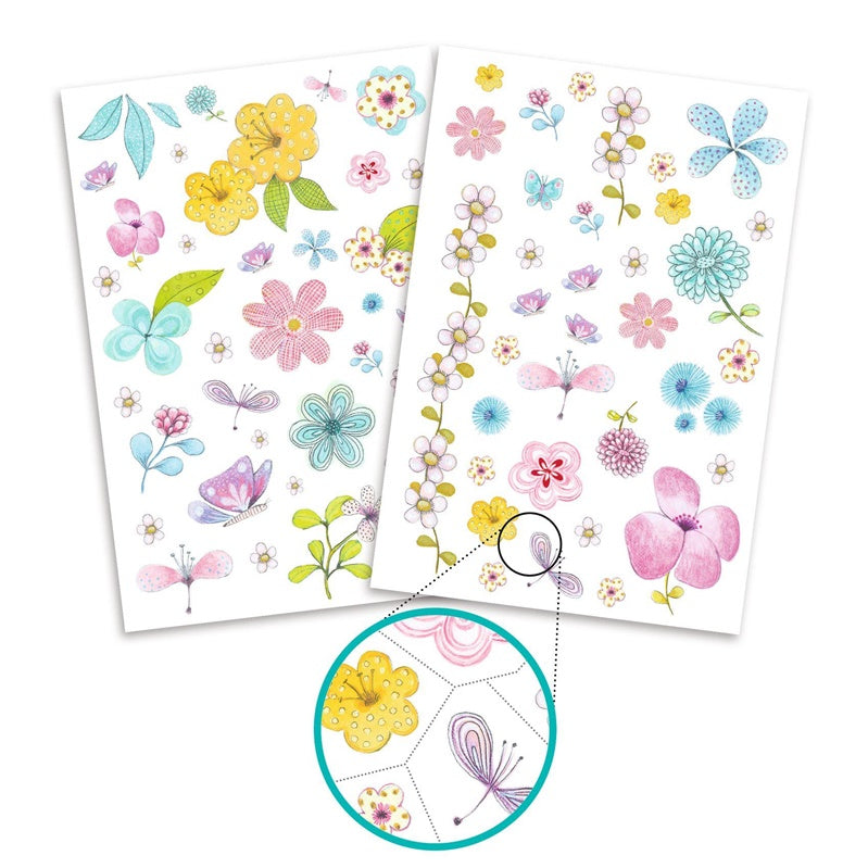 Rinkinys tatuiruotėms Djeco Fair flowers DJ09585