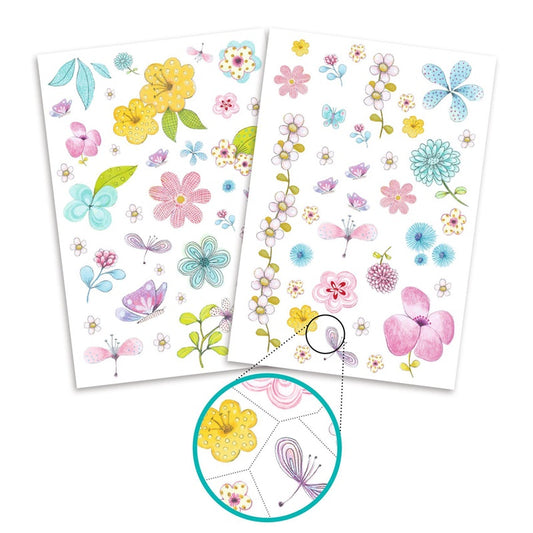 Rinkinys tatuiruotėms Djeco Fair flowers DJ09585