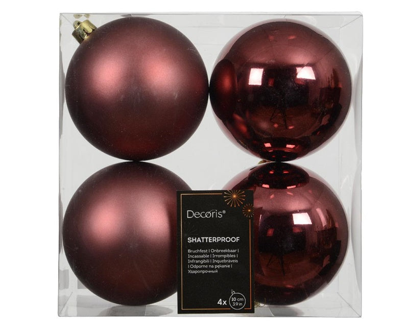 Christmas tree ornaments, pink, 10 cm, plastic, 4 pcs.