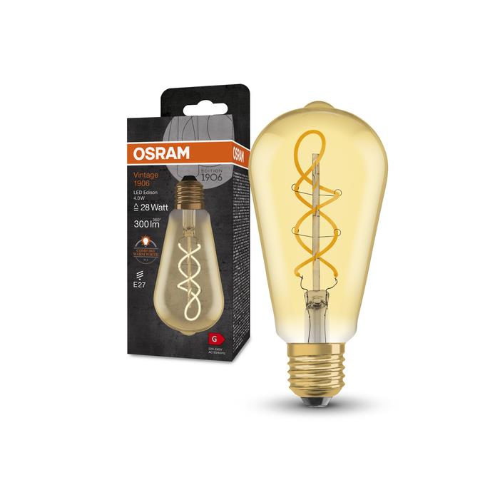 Lemputė Osram LED dekoratyvinė, A60, E27, 4W, 300lm, 2000K