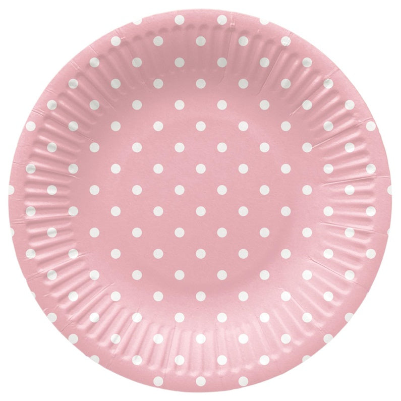 Talerze papierowe PAW Różowe Kropki, Ø 18 cm, 8 szt.