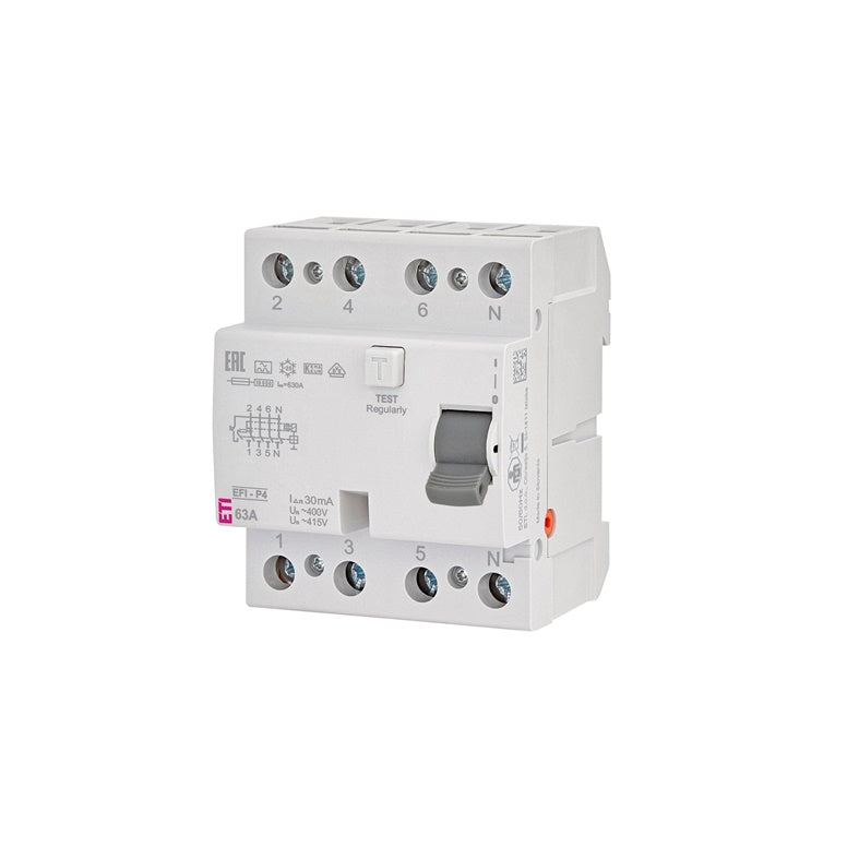 Srovės nuotėkio rėlė ETI EFI6-P4 A, 4P, 40 A, 415 V, 30 mA