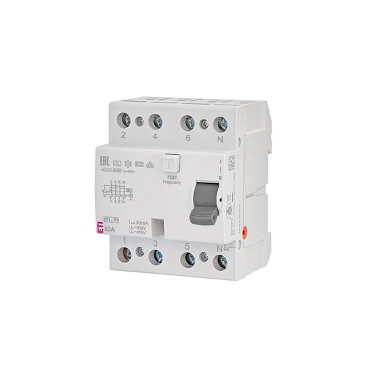Srovės nuotėkio rėlė ETI EFI6-P4 A, 4P, 40 A, 415 V, 30 mA