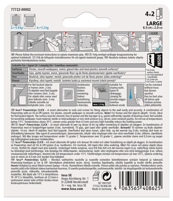 Taśma Tesa Power-Strips 77722, Dwustronna 0,085m x 2cm