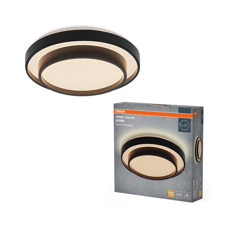 Lampa sufitowa Osram, LED, 24W, 3000K, 1450lm, Ø385, czarna