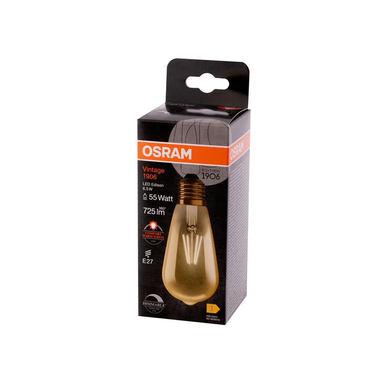 LIGHT BULB OSRAM LED EDISON, E27, 6.5W, 725LM, 2400K, DIM
