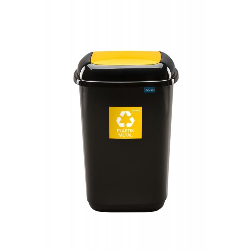 Waste bin Plafor, 28 l, black/yellow