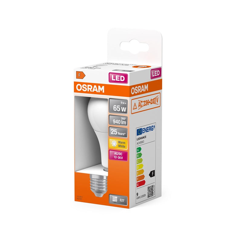 ŻARÓWKA LED E27 A65 9W 827 12-36V