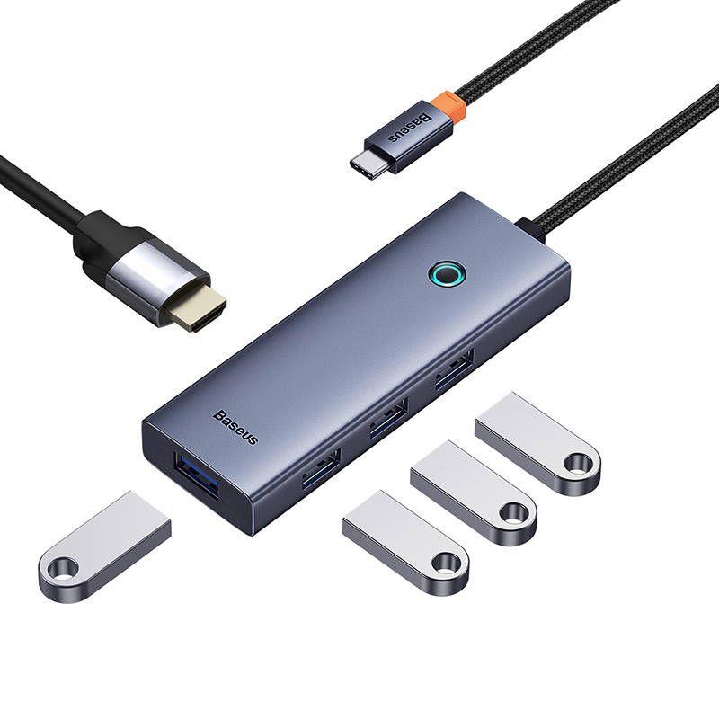Baseus HDMI + 4 x USB 3.0 Adapter, HDMI/USB-C, 0.1m, 40 W