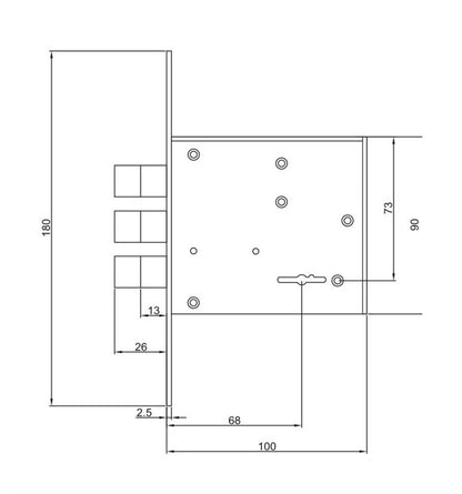 Mortise lock MP GOR, 30.01, CP, chrome-plated, chrome