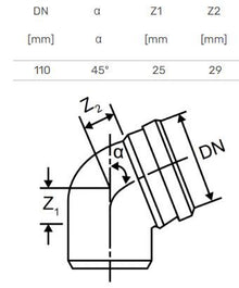 Kolano do kanalizacji wewnętrznej Magnaplast Skolan, 110 mm, 45°