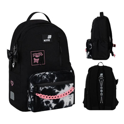School backpack K26-949M-1, black/pink, 28x11x41 cm