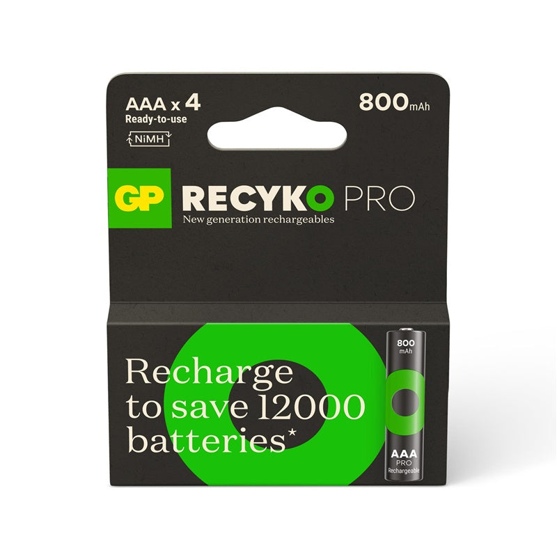 Rechargeable batteries GP RECYKO AAA, 800mAh, 4 pcs.