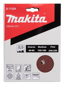 Makita 125mm Round Sandpaper Set, 20 pcs