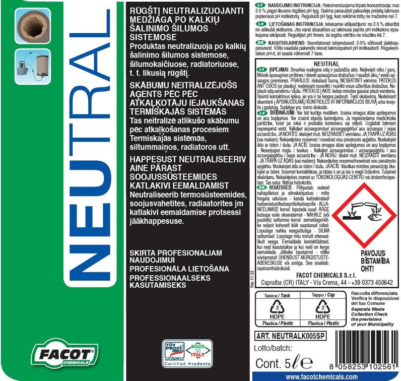 Acid neutralizing liquid for heating systems, 5 l