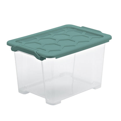 Storage box Rotho, 15 l, clear/green, 387 x 279 x 228 mm