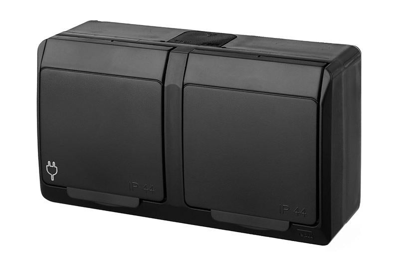Dvivietis kištukinis lizdas ELEKTRO-PLAST HERMES, IP44