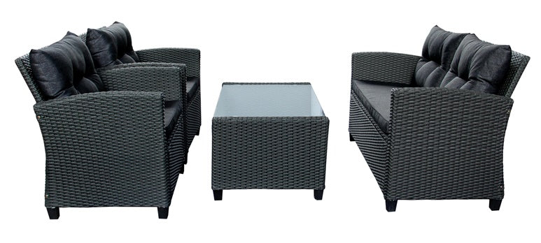 Outdoor furniture set, black, 4-seater