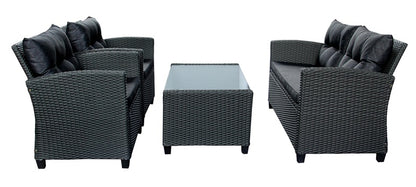 Outdoor furniture set, black, 4-seater