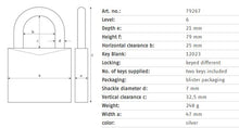 Замок Abus 79267, серебро, 79 мм x 47 мм
