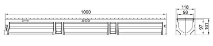 Drenažo latakas su Ø 110 mm vamzdžiu, A15 Aco Euroline, 1 m