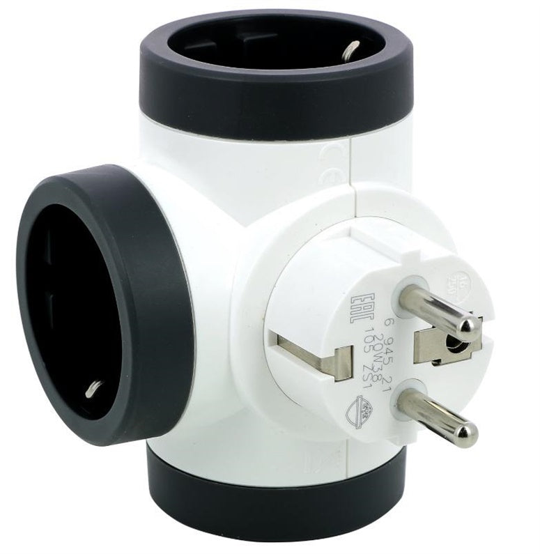 Three-way LEGRAND splitter, white/black