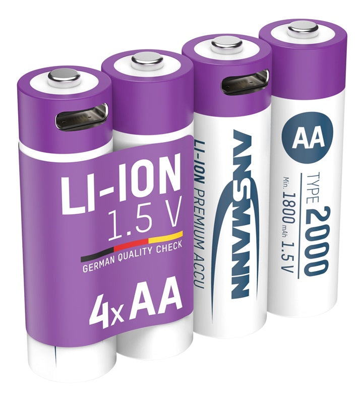 Įkraunami elementai ANSMANN AA, 1800 mAh, 1,5V, 4 vnt.