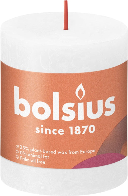 Candle, cylindrical Bolsius Rustic, 8/6.8 cm, white