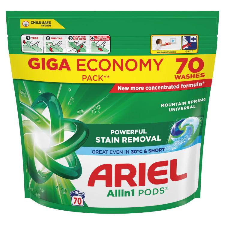 Skalbimo kapsulės ariel all-in-1 pods mountain spring 70 vnt