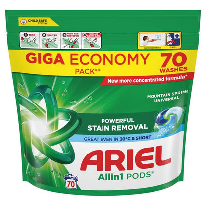 Skalbimo kapsulės ariel all-in-1 pods mountain spring 70 vnt