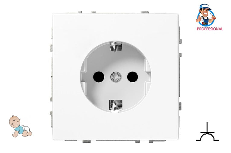 Socket LIREGUS MODERN, earthed, matt white