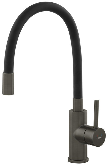 Ferro Zorba mixer tap, with flexible spout, black