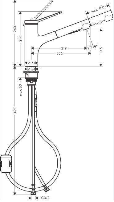 Bateria kuchenna Hansgrohe Zesis M33 74800000